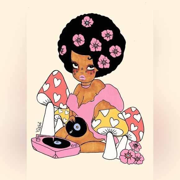 Afro Love 🍄🎶 Art Print with frame - Picture 3 of 3